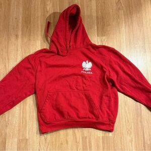 EUC JHK Polska Kangaroo Hoodie - Red - Size Large
